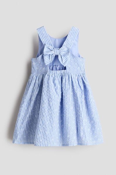 Bow-detail seersucker dress