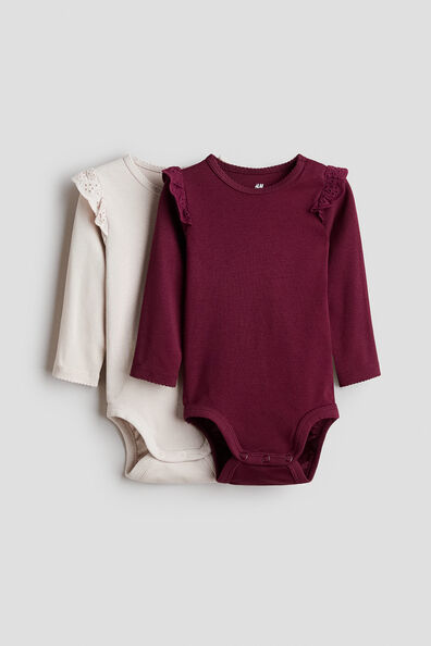 2-pack frill-trimmed cotton bodysuits