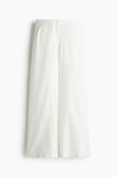 Wide linen-blend trousers