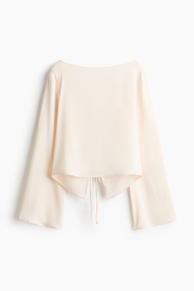 Tie-back boat-neck blouse