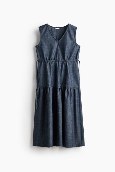 Drawstring-detail denim dress