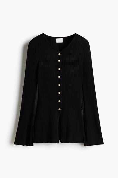 Rib-knit cardigan