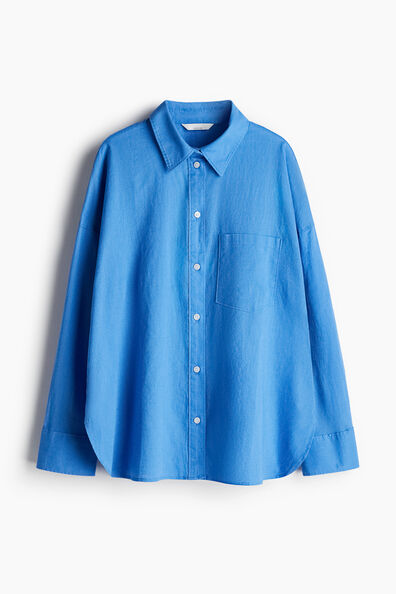 Oversized linen-blend shirt