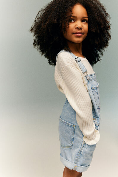 Denim dungaree shorts
