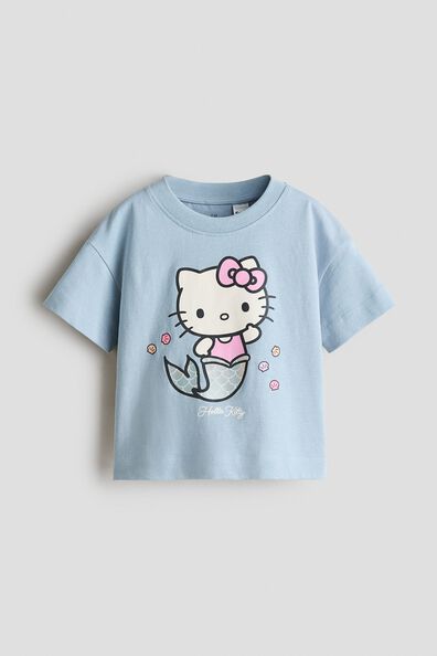 Print-motif cotton T-shirt
