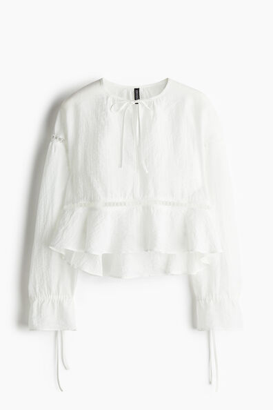 Oversized lace-inset blouse