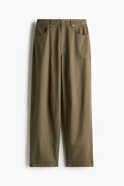 Image 31: Barrel-leg twill trousers