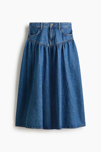 Gathered denim skirt