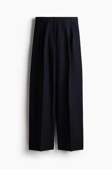 Wide linen-blend trousers