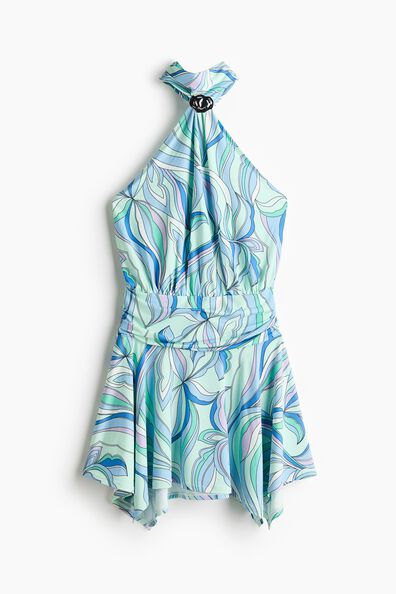 Flared-skirt halterneck dress