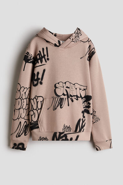 Printed brushed-inside hoodie
