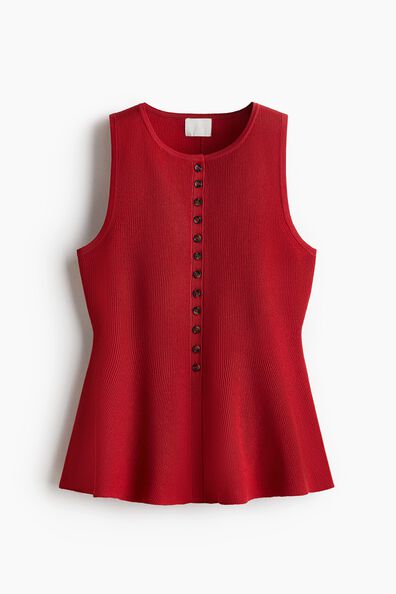 Rib-knit peplum vest top