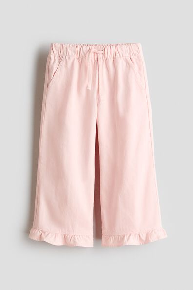 Frill-trimmed cotton trousers