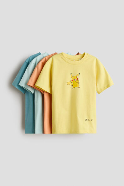 4-pack print-motif T-shirts