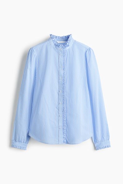 Frill-trimmed poplin blouse