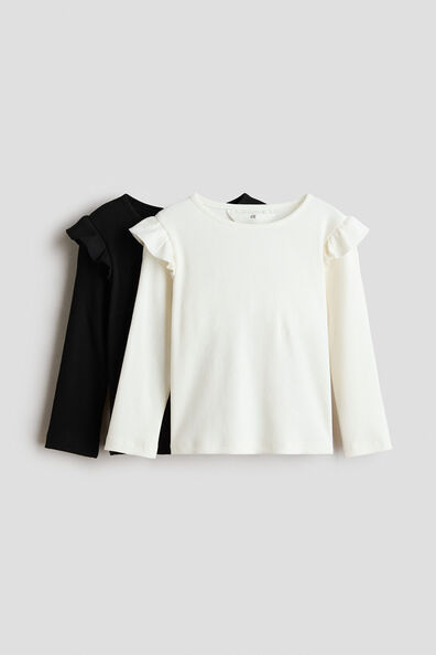 2-pack flounce-trimmed cotton tops