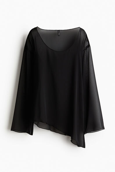Asymmetric-hem chiffon top