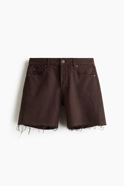 Raw-edge denim shorts