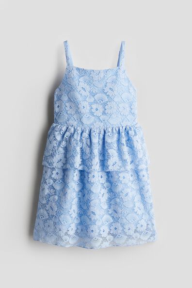 Flounce-trimmed lace dress