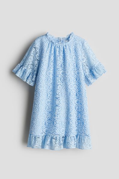 Frill-trimmed lace dress