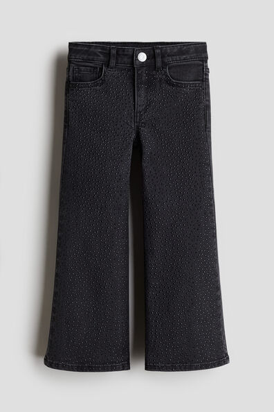 Rhinestone-embellished Wide Leg Jeans