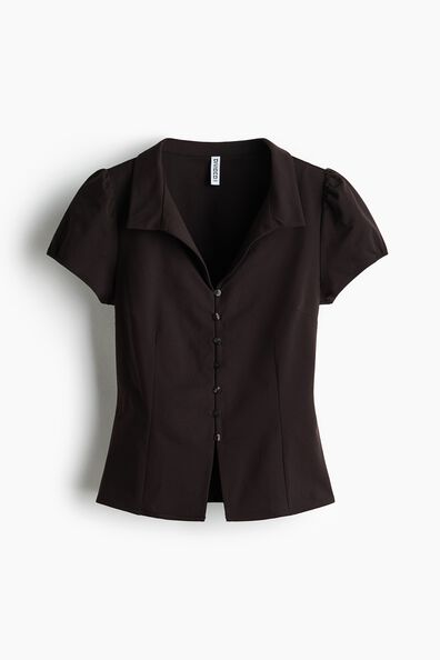 Collared button-front top