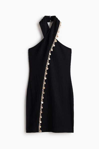 Embellished halterneck dress