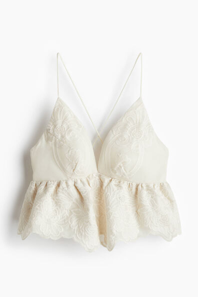 Embroidered peplum top