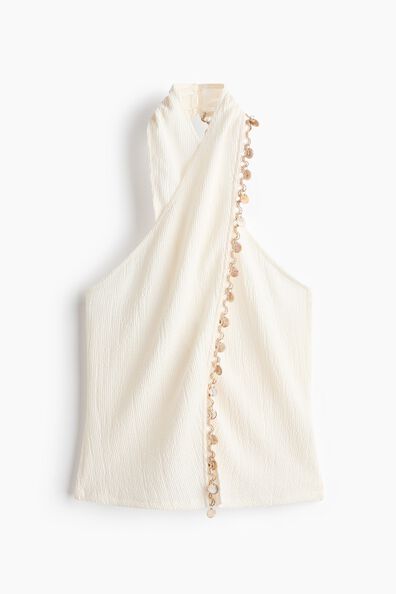 Embellished halterneck top
