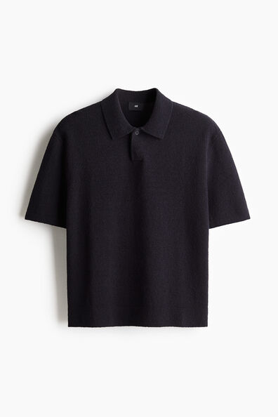 Loose Fit Textured-knit polo shirt