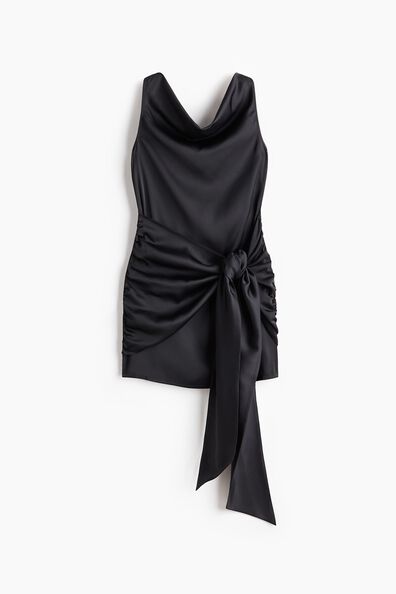 Cowl-neck satin dress