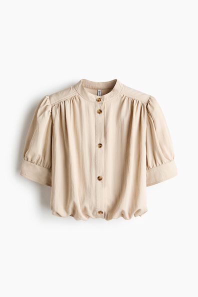 Bubble-hem twill blouse