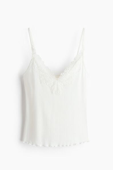 Lace-trimmed strappy top