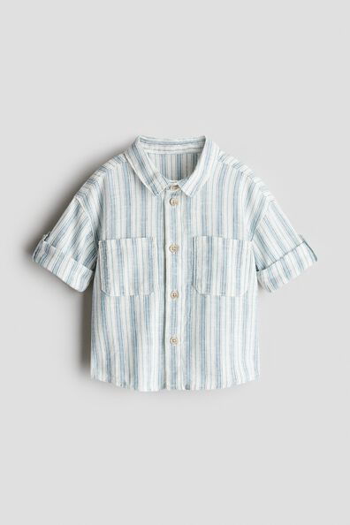 Linen-blend roll-up shirt