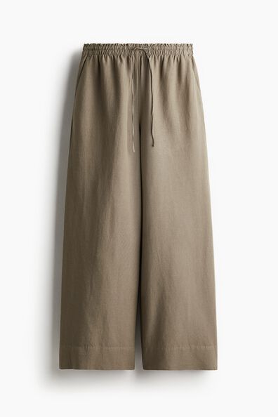 Wide linen-blend trousers
