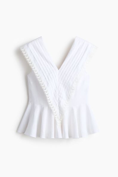 Linen-blend peplum top
