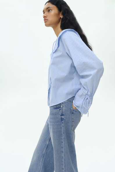 Broderie anglaise-detail poplin blouse