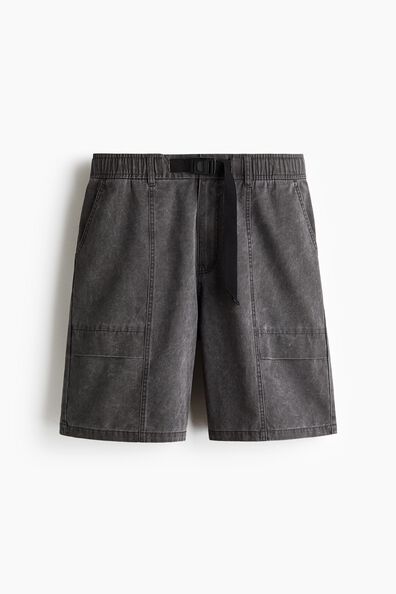 Loose Fit Belted cotton utility shorts