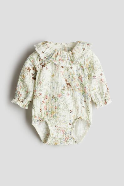 Printed muslin romper suit