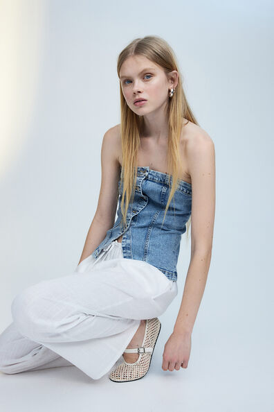 Linen-blend pull-on trousers