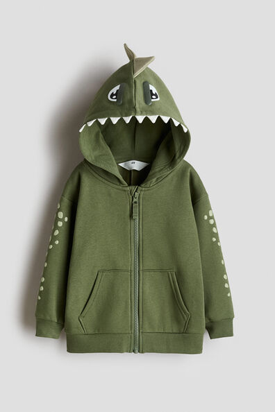 Appliquéd zip-through hoodie