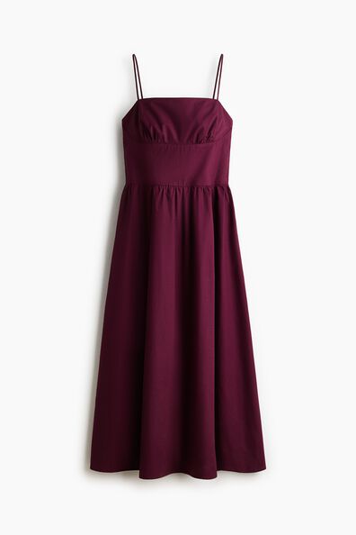 Flared-skirt poplin dress