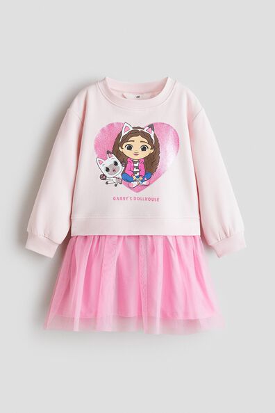 Printed tulle-skirt dress