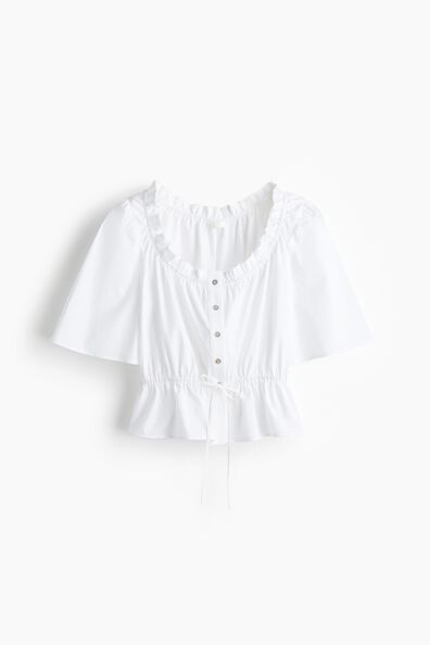 Frill-trimmed cotton blouse
