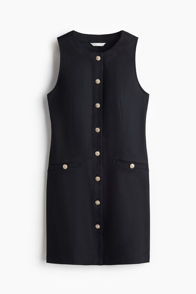 Button-front twill dress