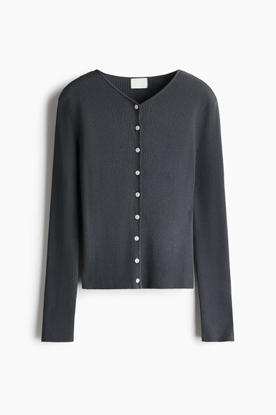 Rib-knit viscose-blend cardigan