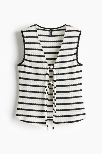 Knitted tie-front top