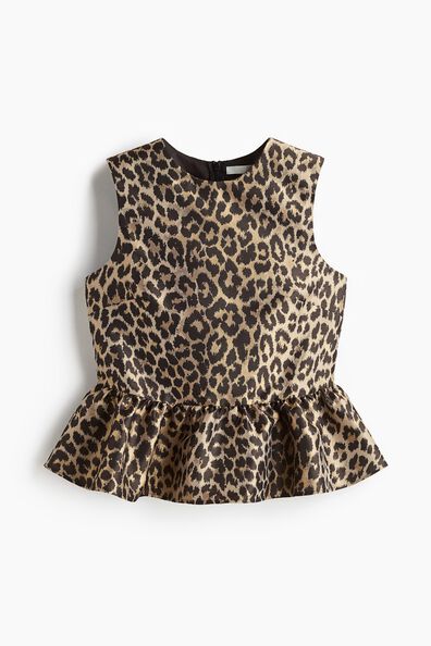 Jacquard-weave peplum top