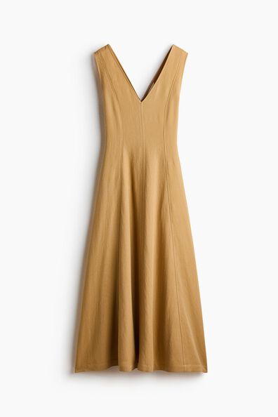 Flared-skirt viscose-blend dress