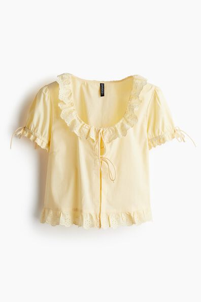 Frill-trimmed cotton blouse